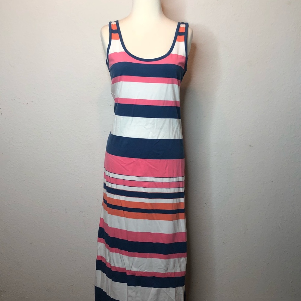 Nautica women’s long summer strip dress small